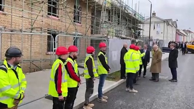 King Charles III, Sir Keir Starmer and Angela Rayner meet construction workers at Nansledan