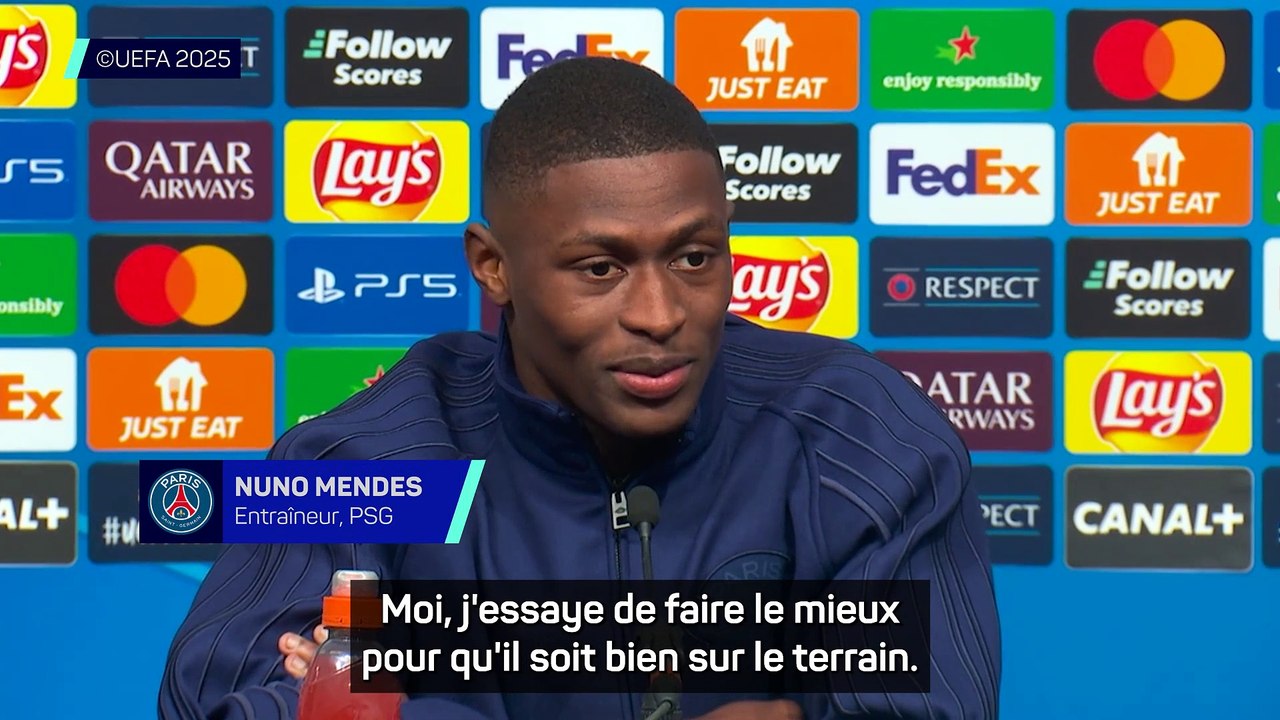 PSG - Nuno Mendes : “J'essaye de faire le mieux pour que Kvara soit bien sur le terrain"