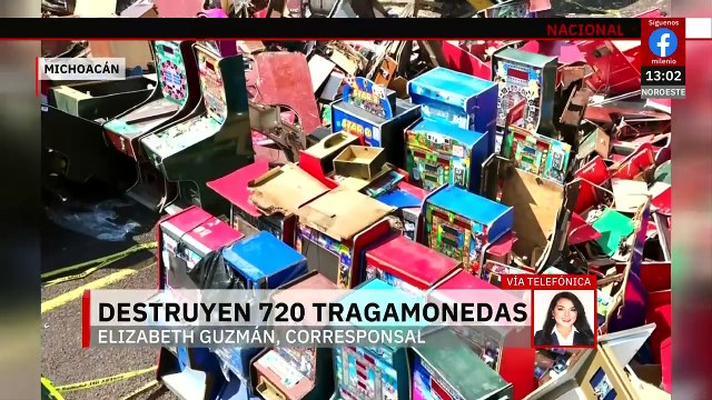 Autoridades destruyen 720 tragamonedas aseguradas en Michoacán