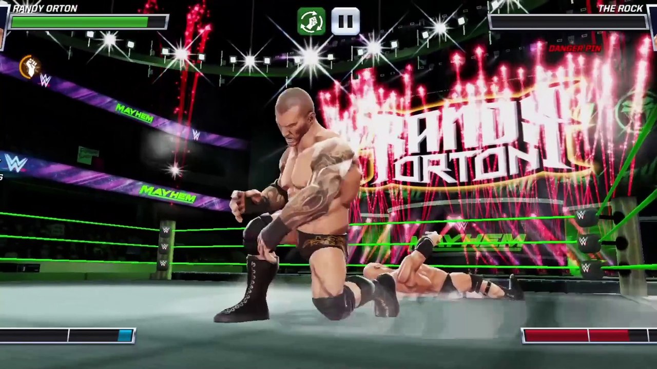 wwe mayhem 3 matches 1vs1 mobile gameplay video randy orton seth rollins the rock undertaker dominik mysterio