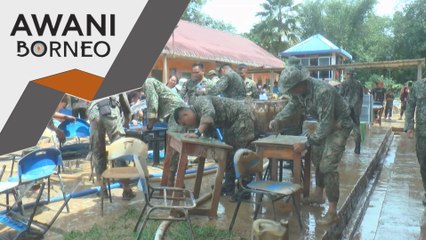 Proses pembersihan SK Nanga Selangau disertai tentera