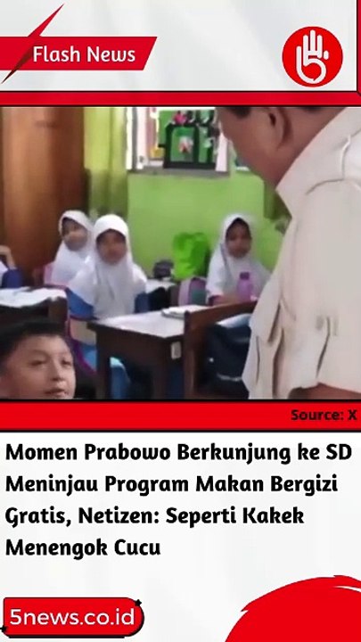 Momen Prabowo Berkunjung ke SD Meninjau Program Makan Bergizi Gratis, Netizen: Seperti Kakek Menengok Cucu