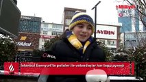 Esenyurt’ta polis ile vatandaşlar kar topu oynadı