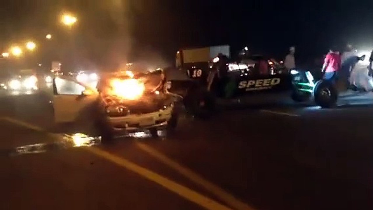Buggy and Mercedes crash on Hatta to Oman Road in UAE