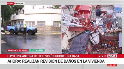 📢 LINIERS: CAYÓ UNA ANTENA DE TELEVISIÓN SOBRE UNA CASA