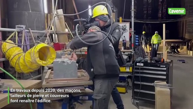 Chantier de rénovation de la Collégiale Sainte-Croix, à Liège