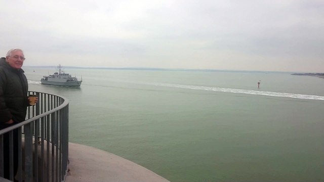 Ukrainian ship Cherkasy, former Royal Navy minehunter HMS Grimsby, sails into Portsmouth