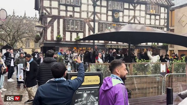Los cánticos de la afición del Madrid contra Guardiola e Inglaterra en las calles de Mánchester