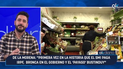De la Morena: "Primera vez en la historia que el SMI paga IRPF,  bronca en el Gobierno y el ‘payaso’ Bustinduy"