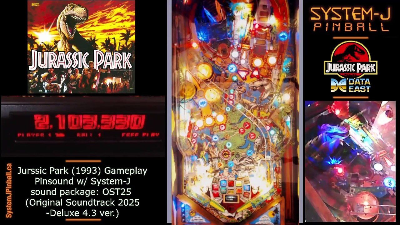 Jurassic Park Pinball w/Pinsound OST25: Chaos Multiball Gameplay.
