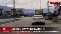 Bursa'da metro hattının duvarına çarpan otomobilin kaza anı