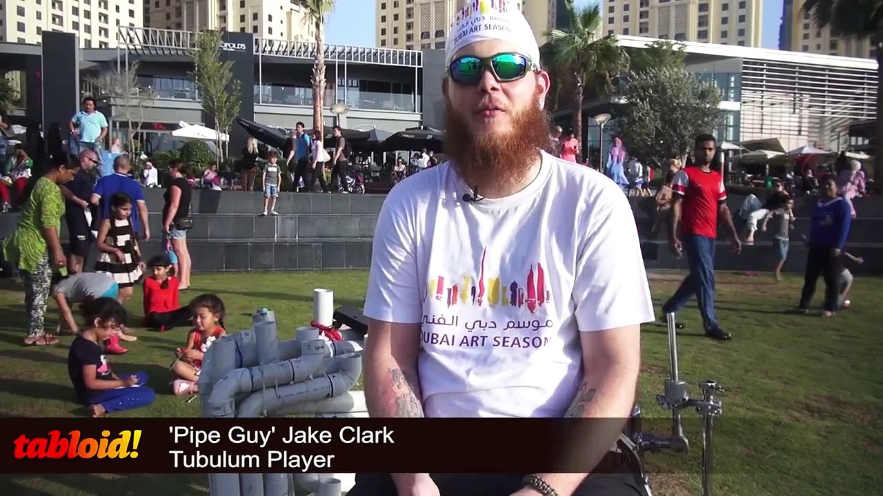 The Pipe Guy drums up a crowd with his tubulum in Dubai