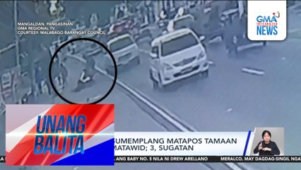 Motorsiklo, sumemplang matapos tamaan ng asong tumatawid; 3, sugatan | Unang Balita