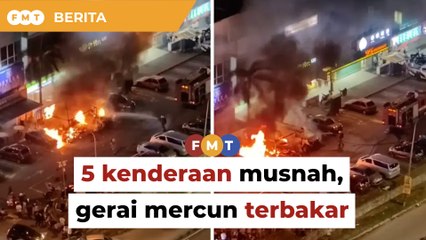 5 kenderaan musnah dalam kebakaran gerai mercun di Cheras