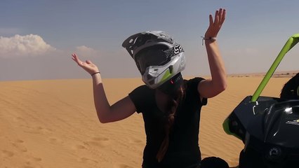 Madison Brengle enjoys the dune buggy in Dubai