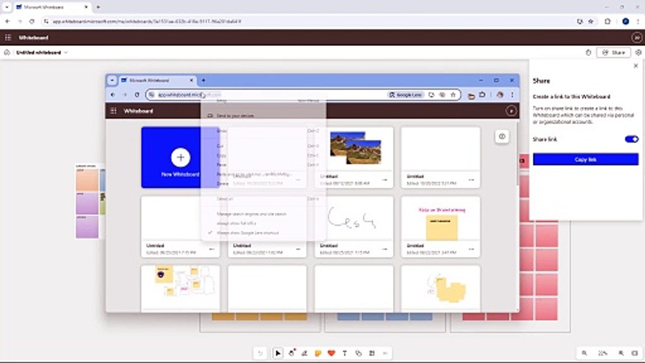 Microsoft Whiteboard Course Section 20 Create Sharing Link
