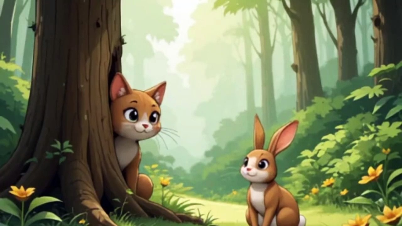 CAT and Rabbits cartoon