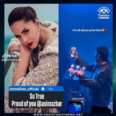 Nimra Khan reacts to a clip of Asim Azhar celebrating fiance Merub Ali's birthday