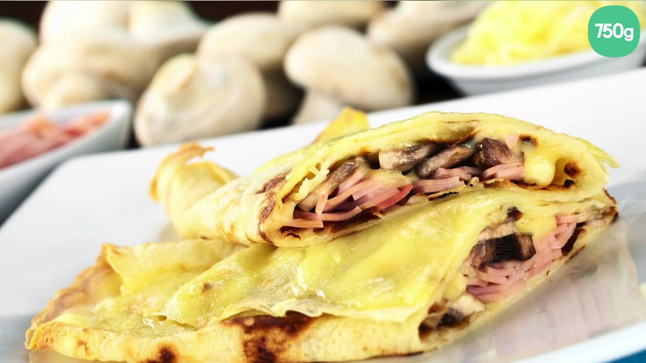 Crêpes fourrées jambon et champignons