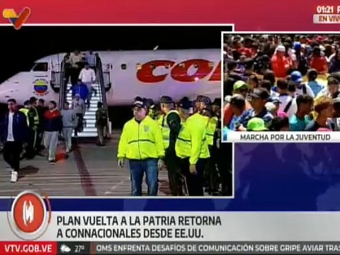 Venezuela recibe a 190 connacionales gracias al Plan Vuelta a la Patria