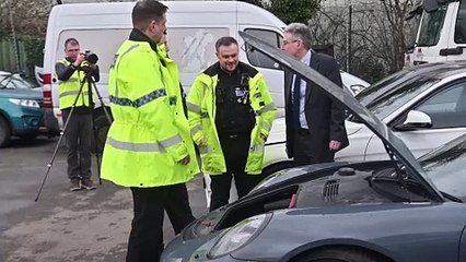 Stolen sportscars including top of the range Porsche, on display after special Police operation.