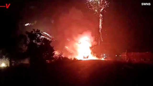 This Is The Must See Moment Where A Truck Carrying Fireworks Catches on Fire