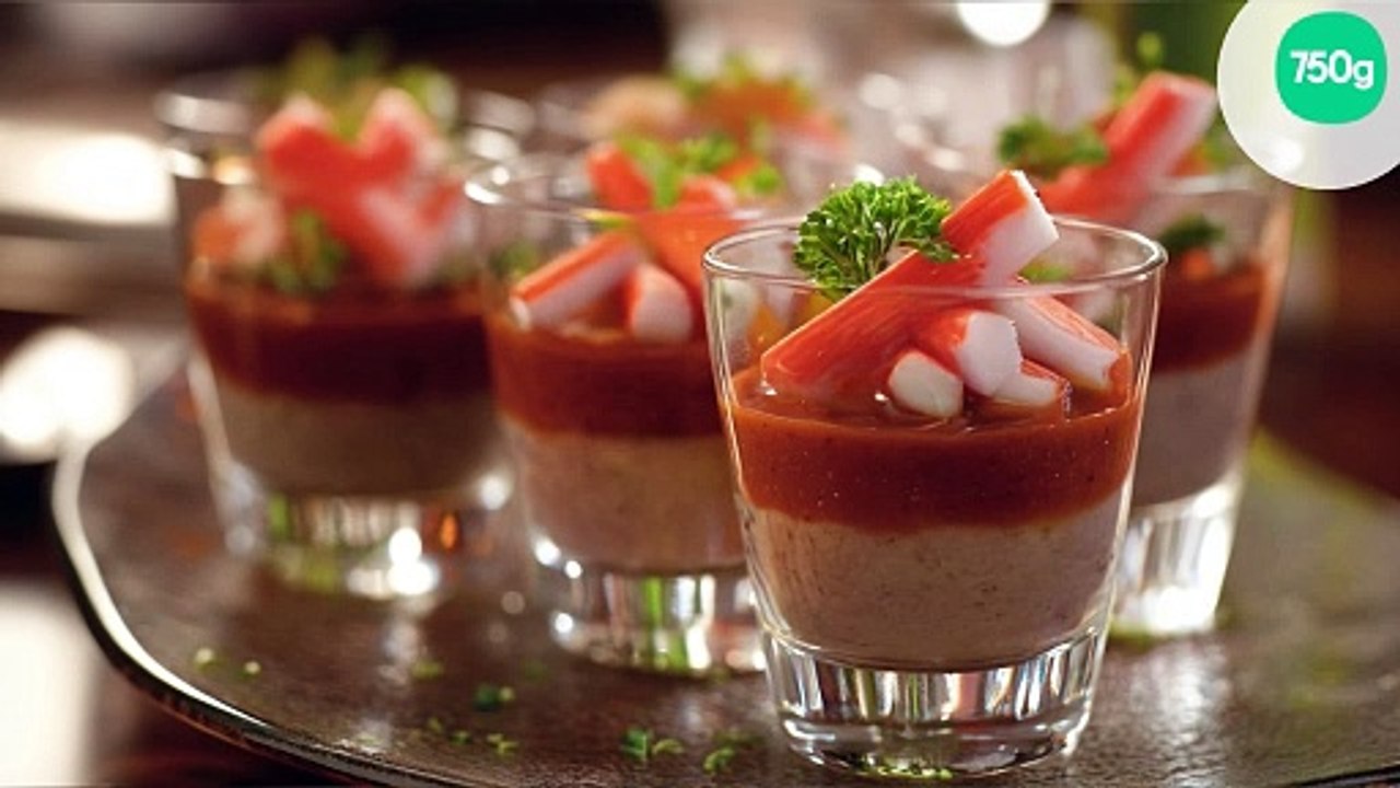 Verrines de thon, tomates, surimi