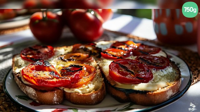 Tartines de tomates et poivron grillé