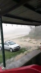 VIDEO: Fuerte lluvia se registra en zona de la presa de La Boca