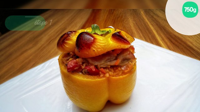 Poivrons farcis au boulgour et aux émincés de poulet grillé Fleury Michon