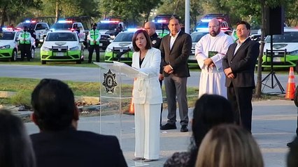 Cristina Díaz entrega 150 unidades nuevas a Policía de Guadalupe