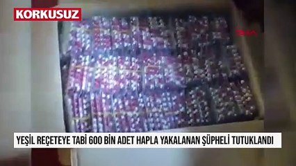 Yeşil reçeteye tabi 600 bin adet hapla yakalanan şüpheli tutuklandı