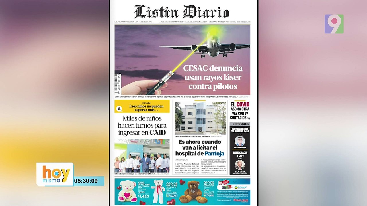 Titulares prensa dominicana jueves 13 de febrero  2025 | Hoy Mismo
