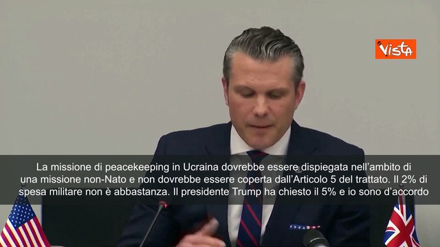 Hegseth (Pentagono): Usa a fianco dell'Europa, ma si arrivi al 5% Pil in Difesa