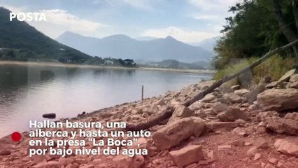 Hallan basura, una alberca y hasta un auto bajo la presa  “La Boca”