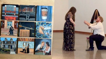 Boyfriend Plans Surprise Proposal In Museum Filled With Paintings Of Couple's Memories | Happily TV