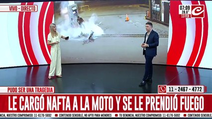 Cargó nafta a la moto y se incendió