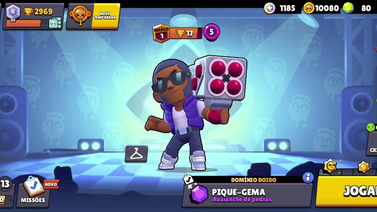 Pique - Gema Avalanche de Pedras, com o Personagem, Brock,#Part 01,Brawl Stars,Gameplay.