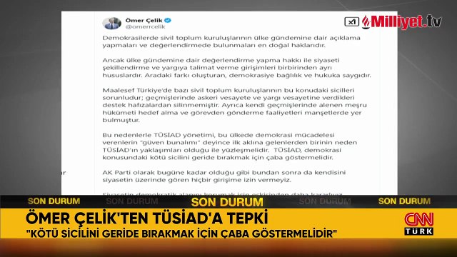 AK Parti Sözcüsü Çelik'ten TÜSİAD'ın açıklamalarına tepki
