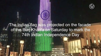 Burj Khalifa lights up for Indian Independence Day