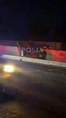 Le dan cerrón y vuelca en la Carretera Nacional