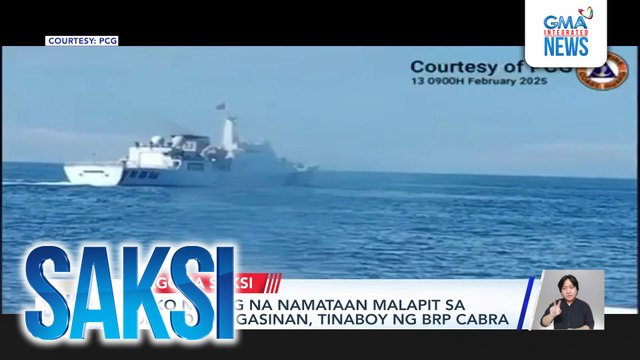 Barko ng CCG na namataan malapit sa Bolinao, Pangasinan, tinaboy ng BRP Cabra | Saksi