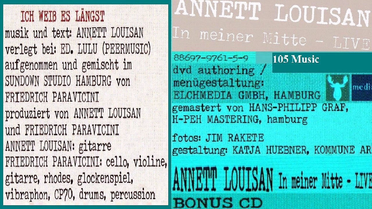 ANNETT LOUISAN — ICH WEIB ES LÄNGST | BONUS-CD