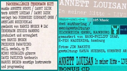 ANNETT LOUISAN — PÄRCHENALLERGIE (TENENBAUM EDIT) | BONUS-CD