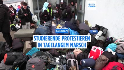 Serbische Studenten setzen Protestmarsch nach Kragujevac fort