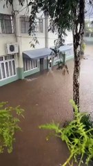 Tradicional escola de Blumenau é invadida pela água após fortes chuvas
