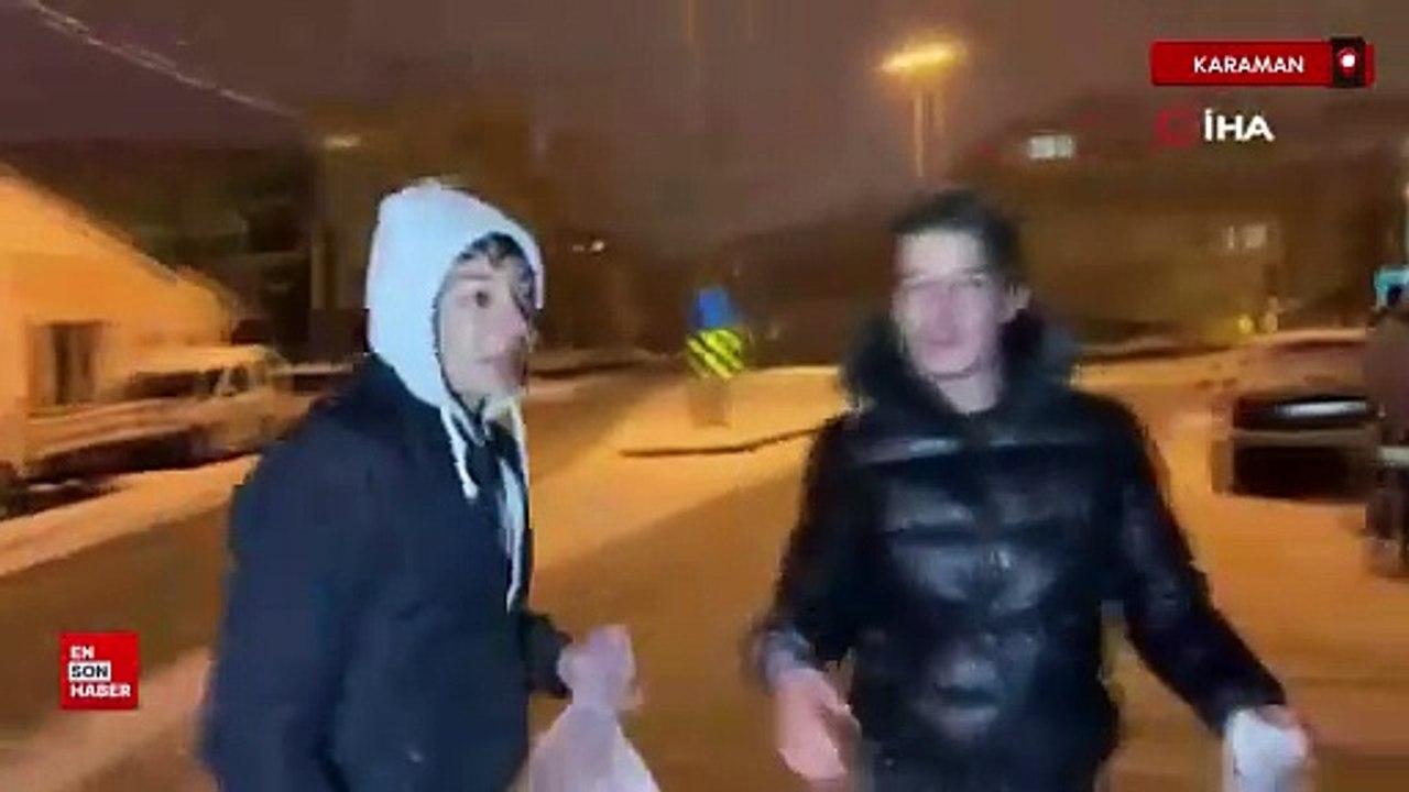 Karaman’da vatandaşların kar keyfi