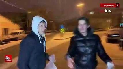 Karaman’da vatandaşların kar keyfi