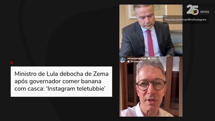 Ministro de Lula debocha de Zema após governador comer banana com casca: ‘Instagram teletubbie’