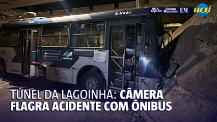 Câmera flagra acidente com ônibus no Túnel da Lagoinha